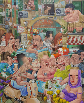  Gemälde 746, PIZZERIA  NAPOLITANA ,Acryl auf Leinwand, 2022, 80 x 65 cm