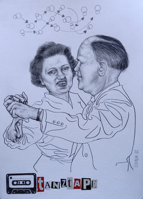 A562, TANZTAPE 13, Graphit, Tusche, auf Karton, 2024, 42 x 30 cm