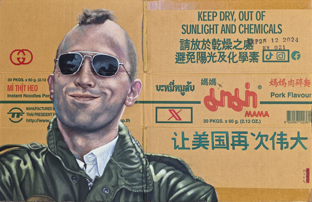 Gemälde 912,TRAVIS, Acryl auf Verpackungskarton,2026, 40 x 62 cm