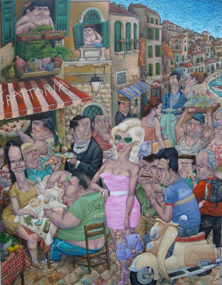 Gemälde  437 Cha Cha Italiano     Acryl auf Leinwand,2013,   100 x 130 cm      