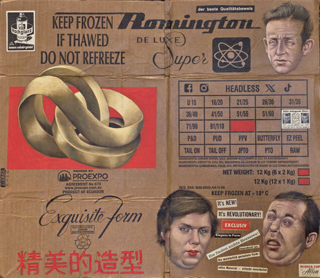 Gemälde 901,ROMINGTON, Acryl auf Verpackungskarton,2026, 55 x 64 cm