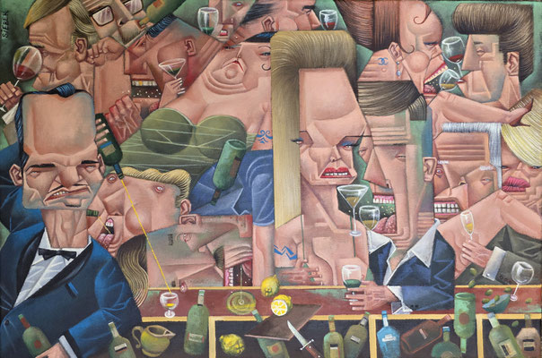 Gemälde 908, AN DER BAR, Acryl auf Leinwand,2026, 40 x 60 cm