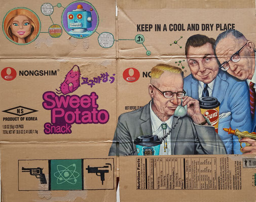 Gemälde 679,SWEET POTATOS,Acryl auf Verpackungskarton,2020,54 x 69 cm