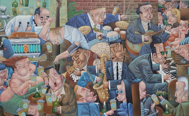 Gemälde 604 , Be Bop Caffee, Acryl auf Leinwand,2018, 50 x 80 cm      
