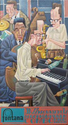 Gemälde 839,BE BOP KUMPANEN, Acryl auf Leinwand,2024, 55 x 30 cm 