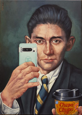 Gemälde 826, SELFIE HERR K. ( Franz Kafka )Acryl auf Leinwand,2024, 55 x 40 cm 