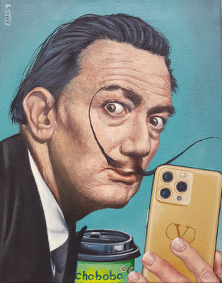 Gemälde 834, SELFIE SENOR D. (Salvatore Dali ) Acryl auf Leinwand,2024, 50 x 39 cm