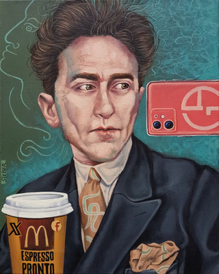 Gemälde 841, SELFIE MONSIEUR C.(Jean Cocteau) Acryl auf Leinwand,2024, 50 x 40 cm