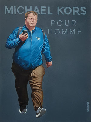 Gemälde 887, MICHAEL KORS POUR HOMME, Acryl auf Hartfaserplatte,2025, 40 x 30 cm
