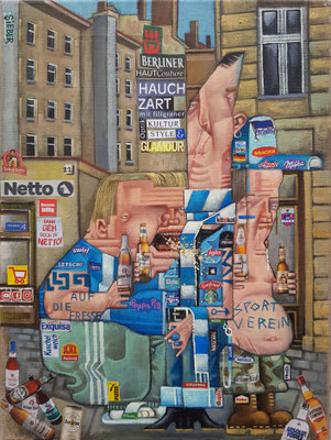 Gemälde 718, BERLINER SPORTVEREIN  Acryl / Mix Media auf Leinwand ,2022, 40  x 30 cm