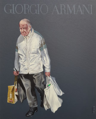 Gemälde 720,GIORGIO ARMANI Vol 3, Acryl auf Hartfaserplatte ,2022, 50 x 40 cm         