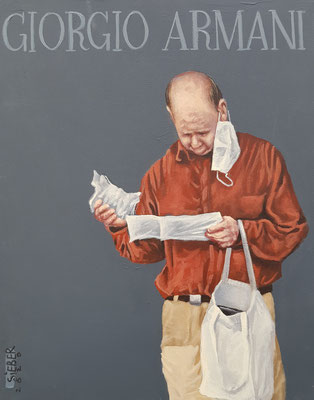 Gemälde 670GIORGIO ARMANI Vol 1,Acryl auf Hartfaserplatte ,2020,30 x 24 cm