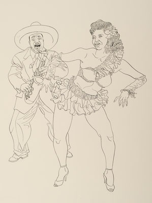 Zeichnung 136 Shake it , Tusche auf Karton, 2009, 36 x 48 cm