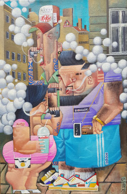 Gemälde 835,DAMPFER, Acryl auf Leinwand,2024, 46 x 30 cm 
