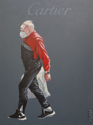 Gemälde 723,CARTIER Vol 2, Acryl auf Hartfaserplatte ,2022, 40 x 30 cm       