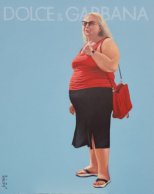  Gemälde 598, DOLCE & GABBANA  Acryl auf Hartfaserplatte,   2018 , 40x 50 cm      