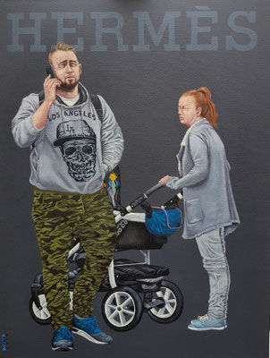 Gemälde 591,HERMES, Acryl auf Hartfaserplatte,2018, 60 x 80 cm