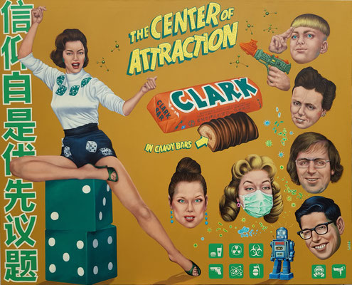 Gemälde 645,THE CENTER OF ATTRACTION, Acryl auf Leinwand,2020, 145 x 180 cm