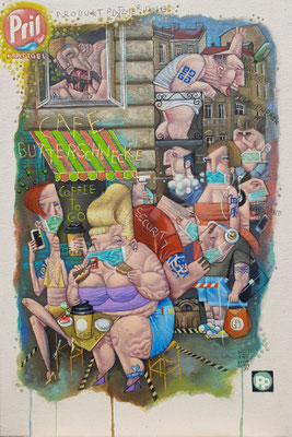 Gemälde 649, CAFE BUTTERSCHNECKE ,Acryl auf Leinwand,2020,40 x 60 cm    