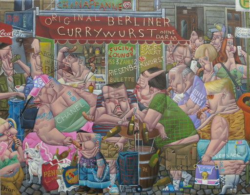 Gemälde    531. Voll in die Fresse, Acryl auf Leinwand, 2016, 55 x 70 cm   