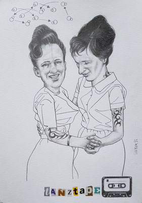 A566, TANZTAPE 17, Graphit, Tusche, auf Karton, 2024, 42 x 30 cm