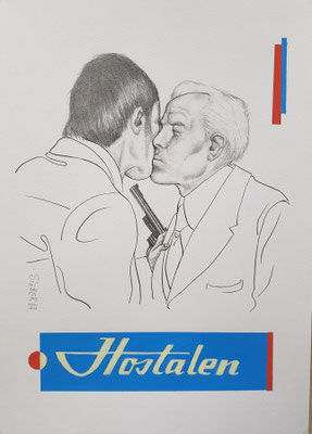 A503, HOSTALEN , Graphit, Tusche, Acryl auf Karton, 2024, 42 x 30 cm
