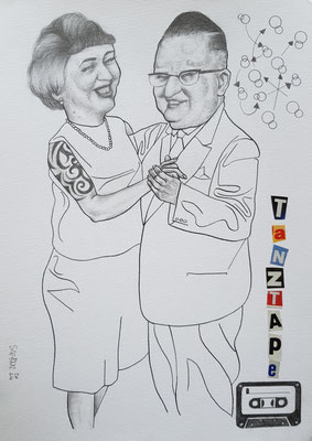 A569, TANZTAPE 20, Graphit, Tusche, auf Karton, 2024, 42 x 30 cm