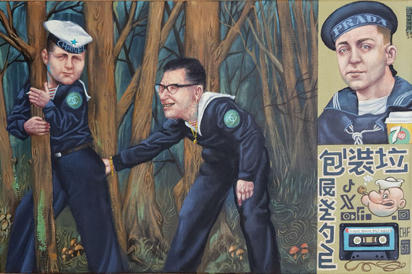 Gemälde 811,CHANEL-MATROSEN AUF LANDGANG,Acryl auf Leinwand, 2024,40 x 61 cm
