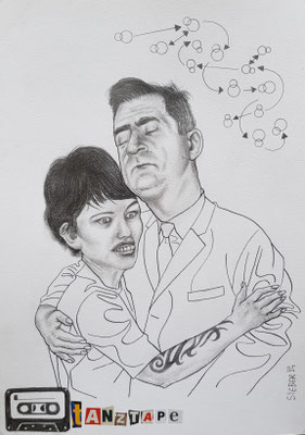 A551, TANZTAPE 2, Graphit, Tusche, auf Karton, 2024, 42 x 30 cm