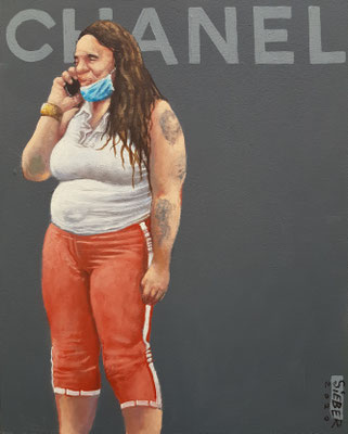 Gemälde 673,CHANEL Vol 5,Acryl auf Hartfaserplatte ,2020,30 x 24 cm
