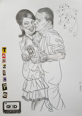 A567, TANZTAPE 18, Graphit, Tusche, auf Karton, 2024, 42 x 30 cm