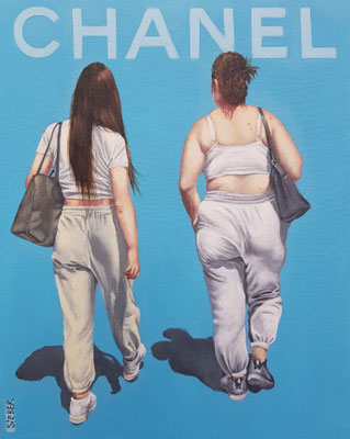 Gemälde 734, CHANEL Vol 7,  Acryl auf Hartfaserplatte ,2022, 50 x 40 cm          