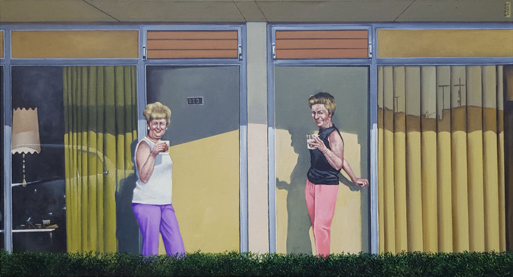 Gemälde  758, BEHIND THE HEDGE, Acryl auf Leinwand .2023,60 x 110 cm