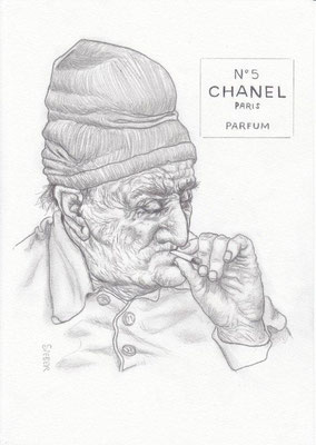Zeichnung 450  Chanel  No 5  Graphit  auf Karton,2011,  21x30 cm
