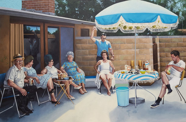 Gemälde 622, Hinter der Mauer, Acryl auf Leinwand, 2019, 115 x 175 cm       