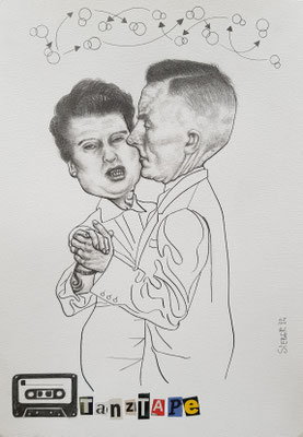 A552, TANZTAPE 3, Graphit, Tusche, auf Karton, 2024, 42 x 30 cm