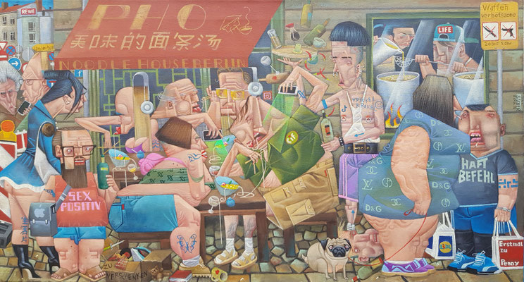 Gemälde 882, NOODLE HOUSE BERLIN, Acryl auf Leinwand,2025, 55 x 100 cm