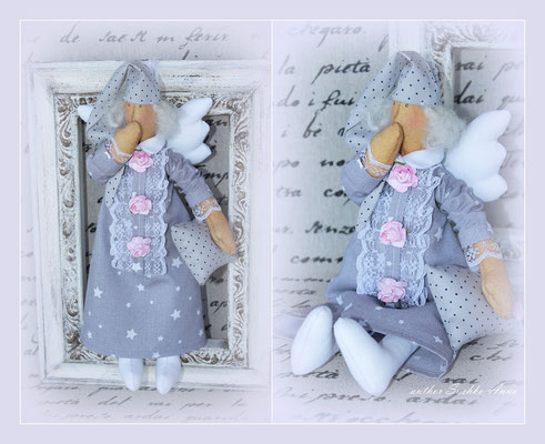 Сонный ангел "Сплюша" кукла в стиле Тильда. Техника тонированный текстиль. Росточком 26 см. 