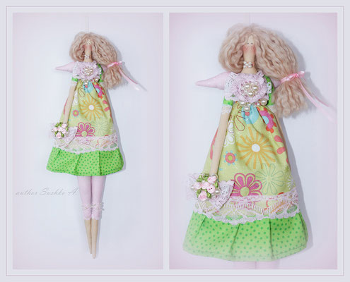"Весенний ангел". Кукла в стиле Тильда. Рост 43 см. Подвешивается на петельку. (ПРИМЕР)