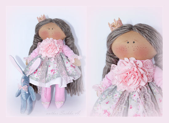 Малышка принцесса со своим верным другом. Рост куколки 30 см. Самостоятельно стоит. (Продана, цена 450 грн.