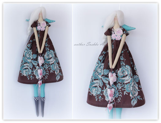 Кукла текстильная Тильда цветочный-ангел. Рост 40 или 60 см. (ПРОДАНА, возможен повтор, цена от 280 грн.)