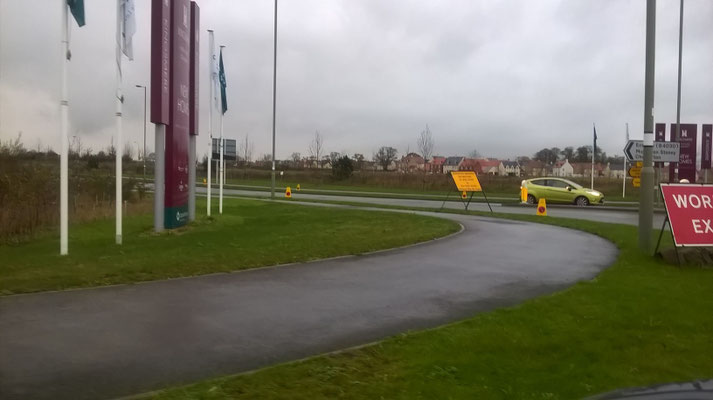 The day before, cones and signs appearing all over Bicester.