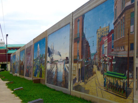 Wandmalereien am Hafen mit der Geschichte Vicksburg's