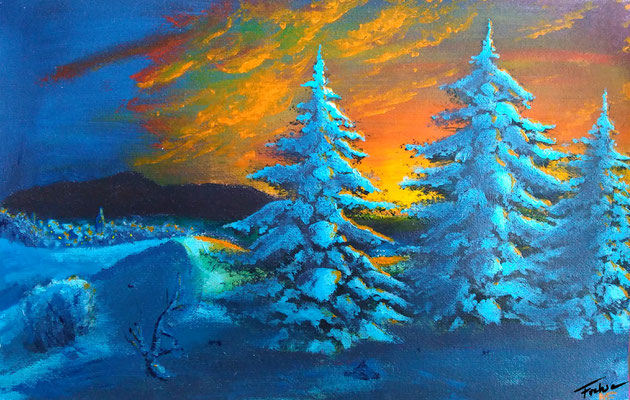 WINTER EVENING   | Acrylic on Cardboard 20x30 cm |