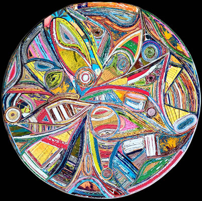 Peter Schmidt, Rad der Phantasie, Collage, Durchmesser 45cm, € 690,-