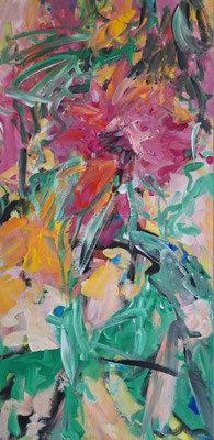 Eva Hoppert, Die Sinnlichkeit der Farbe I, Mixed Media auf LW, 100x50 cm, 2023, € 1350.--