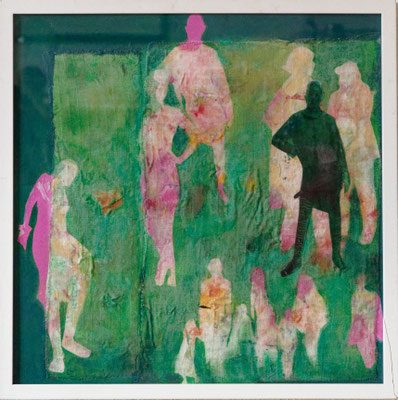 Christine Kiedaisch, Grüne Wiese, Acryl auf Karton, 40x40, € 350,- (mit Rahmen)