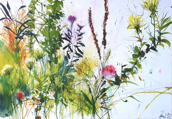 Heike Renz, Herbstgräser c 139, Acryl, 70 x 100 cm, 2025