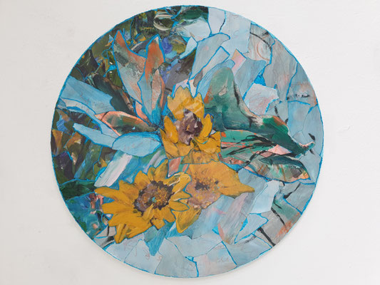 Eva Hoppert, Ein Augen-Blick II, Fotocollage auf MDF, Durchmesser 55 cm, 2023, € 950,--