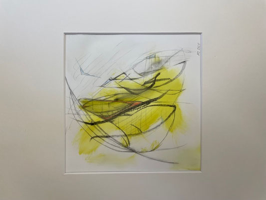 Renate Eugénie Mach, grün, bewegt, Öl, Bleistift auf Papier, 30x30, € 129, gerahmt, mit Pass.